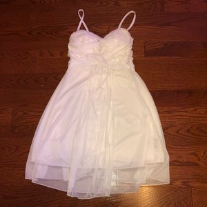 white silk dress